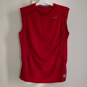 Nike Red Sleeveless Performance Top with Silver Swoosh